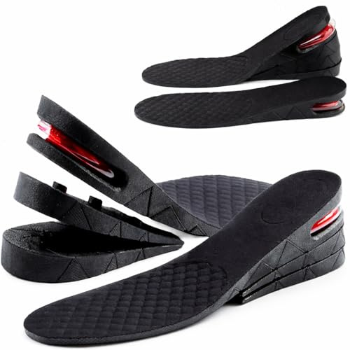 3 Layers Height Increasing Shoe Insoles - Includes 3cm 5cm or 6.5cm Boost Inserts - Invisible Height Increase Insole for Men & Women - Hidden Trainer Hight Increaser Pair