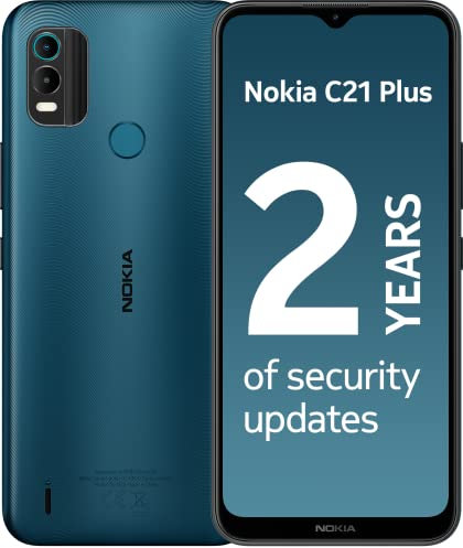 Nokia C21 Plus Smartphone with 6.5 HD+ Display, Toughened Glass, 2-Day Battery Life, 13MP Dual-Camera with HDR, Panorama & Beautification, Clean OS, 2 Years Security Updates, Dual-Sim - Cyan