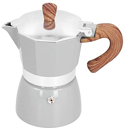 Cafetière Italienne 3 Tasses, Aluminium, Portable, avec Couvercle et Poignée Anti-brûlure, pour Camping