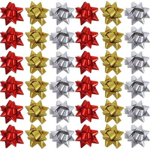 Beavorty Selbstklebende Geschenkschleifen Geschenkschleife 100 Stück Selbstklebende Geschenkverpackungsschleifen Für Weihnachten Feiertage Geburtstage (Mischfarbe)