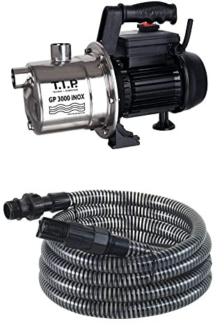 T.I.P. Gartenpumpe Edelstahl GP 3000 INOX + T.I.P. 31009 Saugschlauch Ansaugschlauchgarnitur