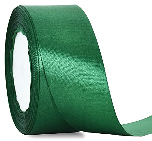 TONIFUL Satinband hellgoldfarben, breit, massives Stoffband für Hochzeit, Auto, Schneiden, Zeremonie, große Öffnung, Stuhlschärpe, Haarnähen, Handwerk, Party, Dekoration-Dunkelgrün 4cm x 20m