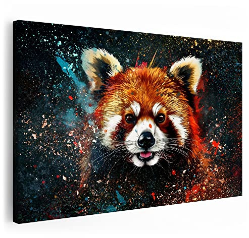 Artmazing | Roter Panda Bild Bunt | Pop Art Bilder | Bilder Katzenbär Modern | Katzenbärenbilder Modern | Moderne Bilder XXL | Wandbild Kleiner Panda Deko XXL | Bild Leinwand XXL | Katzenbären Bilder