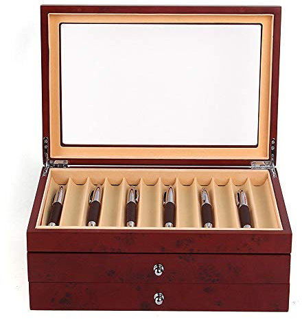 Cutycaty 34 Fächer Holz Stiftbox 3-lagige Stifthalterbox Holz Stiftebox Pen Füllfederhalter Stifteetui 31x21x12.5cm