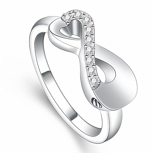 VCCWYQK Unendliche Liebe Einäscherungsring für Asche Edelstahl halten geliebte Asche Keepsake Fingerring Urne Medaillon Memorial Schmuck für Frauen