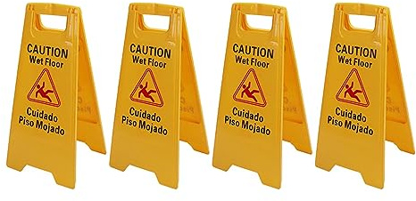12 cartelli pavimento bagnati pieghevoli con cornice A, cartello di cura per pavimento in plastica a 2 lati, molto chiaro per la visualizzazione, design bilingue, stabilità premium, ampiamente