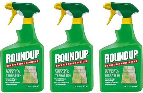 Roundup Wege & Terrassen Anwendungfertig in 1 Liter Spray Flasche 3 x 1 Liter