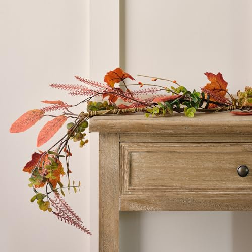 Lights4fun Guirlande Artificielle avec Feuillage d'automne de 1,5 m Décoration de Table Déco pour Intérieur