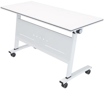 Klapptische, Konferenztisch, klappbare Besprechungstische, mobiler Schulungstisch mit Klappplatte und feststellbaren Rädern, rechteckiger Schulungsseminartisch, Besprechungstische,