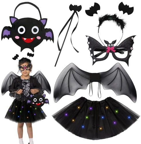 Déguisement Chauve Souris Enfant, Costume Halloween Enfant, Jupe Tutu, Deguisement Chauve Souris Fille, Mit Masque Chauve Souris, Déguisement Chauve Souris Femme, Vampire pour Halloween, Carnaval