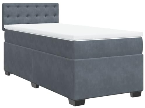 vidaXL Ramsäng med madrass mörkgrå 90x190 cm sammet, säng, plattformssäng, panelsäng, sovrumsmöbler, divansäng, enkelsäng, stoppad säng, sammetssäng