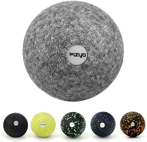 FIZYO Balle de Massage 8cm EPP Automassage Dos Pied Fascia, Boule Massage Moyenne Dureté Trigger Point, Soulagement Douleur Relaxation Récupération Musculaire, Idéal Sportifs Yoga Kinésithérapie Grise