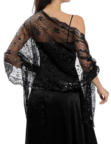 Generisch Schal Damen mit Pailletten Sparkling Stola Durchscheinend Shawl Festliche Schal und Stolen Elegant Stola für Abendkleid Schultertuch für Frauen