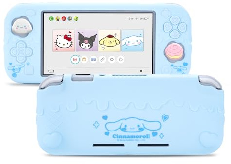 Kuitmor Schutzhülle für Switch Lite, Kratzfeste Schale, weiche Silikonhülle für Switch Lite 2019 mit 2 Daumengriffkappen (Blau)