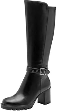 Tamaris Femme Damen Long Boot Heel 1-25536-45 Botte Haute Jusqu'au Genou, Noir Mat, 40 EU