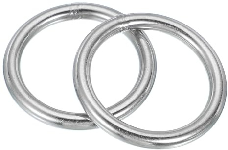 PATIKIL 2 Stück 8x70mm Metall O-Ringe, 304-Edelstahl O-Ring, geschweißte Rundringe, Taschenzubehör, Metallringe, DIY-Zubehör für Gürtel, Nähen, Hundehalsbänder, Karabiner, Gurtbänder