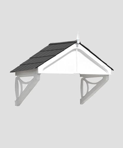 Kirby Door Canopy From UK CANOPIES - 97cm Height, 75cm Depth x 149cm Width, White Frame, Modern Design (Grey Roof Tile)