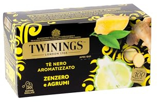Twinings, Tè Nero Aromatizzato Zenzero e Agrumi, 20 Filtri | Gusto Brioso e Avvolgente, da Gustare Caldo o Freddo