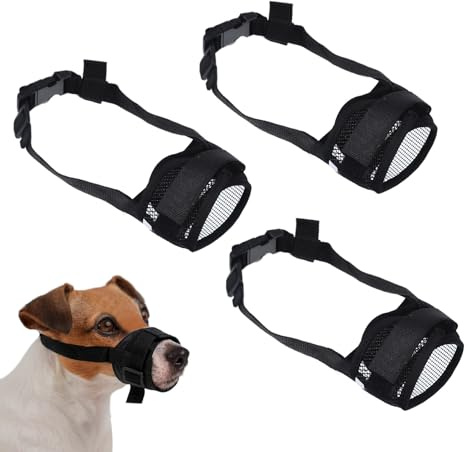 3 Stück Maulkorb Kleine Hunde Schwarzer mit Klettverschluss, Verstellbarer Giftköderschutz Hund zum Verhindern von Beißen, Bellen und Kauen für Hundemaulkorb für Kleine Hunde(Klein)