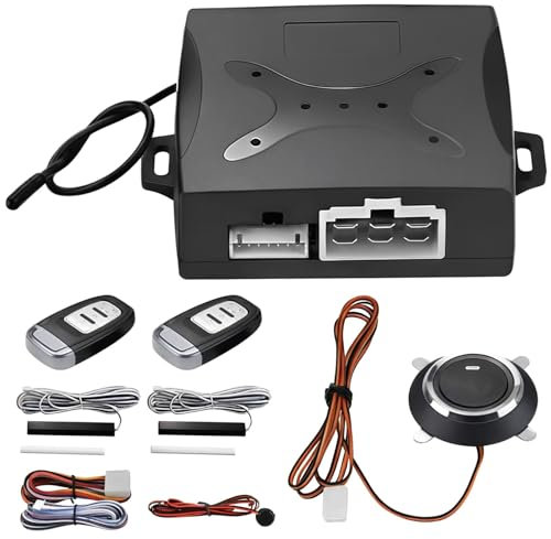 Sistema di allarme auto Keyless Start con telecomando, misura universale per veicoli da 12 V, kit di accensione in plastica, sicurezza push start, facile da installare, 17 x 14 x 7,1 cm