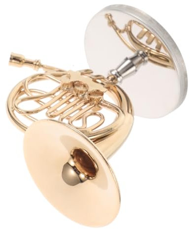 ibasenice Miniatur Waldhorn Modell Aus Robustem Material Mit Etui Und Ständer Filigranes Miniaturinstrument Zur Haus Und Bürodekoration Detailgetreue Miniatur Hausdeko