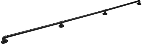 8FT/2.44M Handrails for Stairs Metal Stair Handrail Hand Rails for Elderly Wall Mount Non-Slip Stair Rods Industrial Pipe Handrail Safety Handle for Outdoor Indoor, Black (Black-8FT/2.44M)