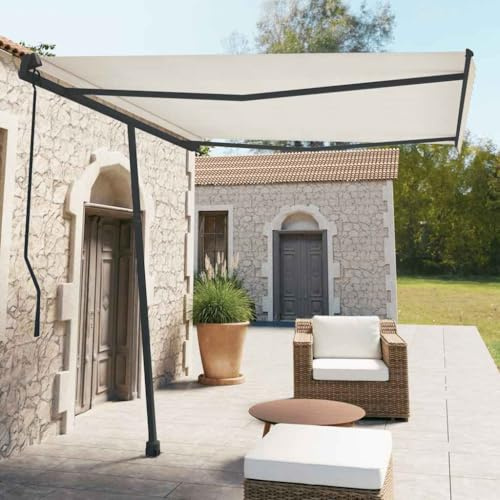 HaoChrymec Stützen für Markisen mit Eisenmaterial, Drehbar um 360 Grad, Stabilität für Markisens, Standpfosten für Markisenkasten, Markisens-Stützen Set, Anthrazit, 300 x 245 cm