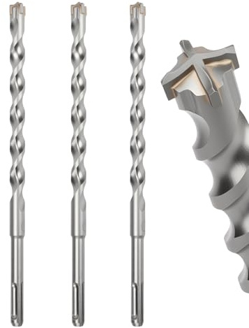 MOXPIFY 3PCS 12mm SDS Masonry Drill Bit 210mm Long for Reinforced Concrete | Brick Walls, 12 mm Hammer SDS Plus Drill Bit (12mm x 210mm x 3)