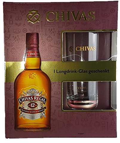 Chivas Regal Scotch 12 Years Old in GB mit Longdrinkglas 40% 0,7 l