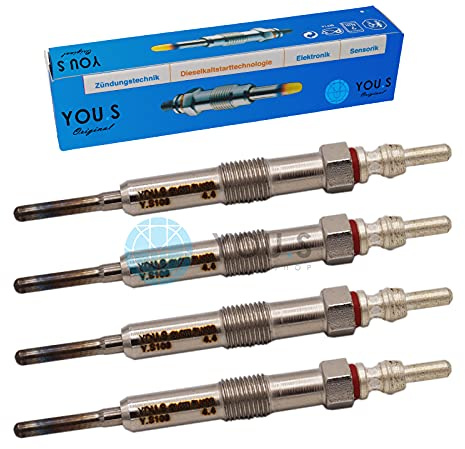 4 Stück YOU.S Original Glühkerzen Länge: 96,5 mm Spannung: 4,4 V - A4151590001