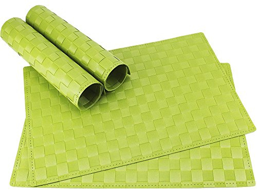 matches21 Tischset Platzset MODERN Platzmatten 4er Set geflochten Kunststoff 45x30 cm Hellgrün/abwaschbar