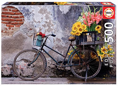 Educa - Puzzle de 500 Piezas para Adultos | Bicicleta con Flores. Incluye Pegamento Fix Puzzle. A Partir de 11 años (17988)