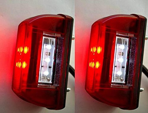 24/7Auto Paar 5 LED Weiß Nummernschild & Rot Heck Marker Lichter Lampen Rot/Weiß 12V/24V Lastwagen Fahrwerk Anhänger Wohnwagen Bus