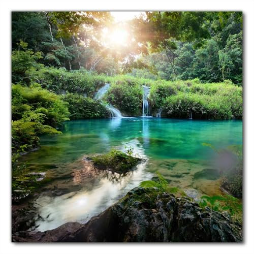 Wallario Selbstklebende Möbelfolie/Tischdecke für Innen und Außen, Größe: 50 x 50 cm - Türkisgrüner See im Nationalpark in Guatemala