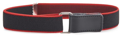 Ladeheid Cinturón Elástico para Niños 0-15 Años 32-90 cm P15 (Negro/Rojo, 5-12 Años)
