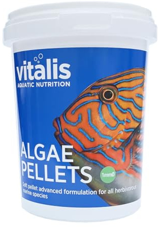 Vitalis Algae Pellets Fischfutter Aquarium Fischfutter Aquarium Pellets für pflanzenfressende Meerestiere- hochverdaulich und ausgewogen - Vitamine und Mineralien (260g) | Pellets für pflanzenfressende Meerestiere, Hochverdaulich, Ausgewogen, Mit Vitaminen und Mineralien