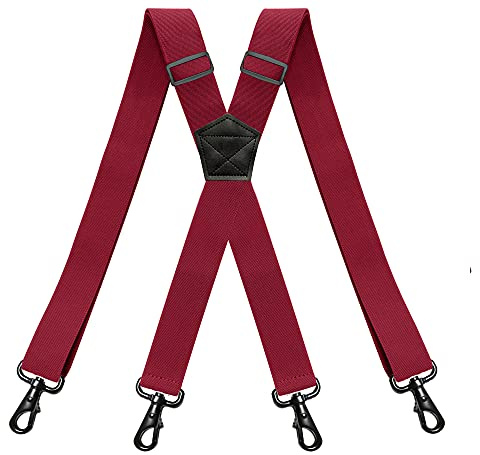 RIONA Herren Hosenträger Breit 3.8 cm mit 4 Karabinerhaken Lang Einheitsgröße für Männer und Damen Einstellbar und Elastisch X-Back Heavy Duty