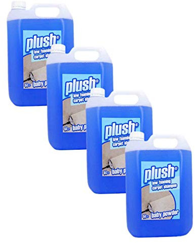 Carpet Cleaner Shampoo & Odour Deodoriser (inc Pet) Plush 5L x4 (Baby Powder)