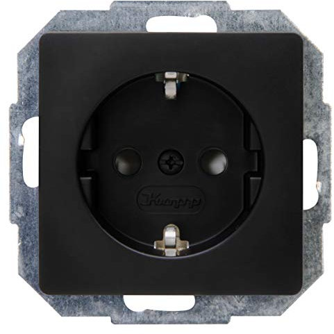 Kopp Paris Presa di corrente con protezione da contatto aumentata, da incasso, nero opaco, 1 pezzo, 920650080