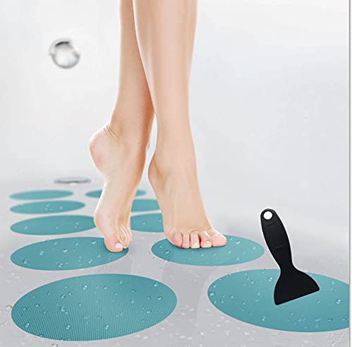 cocofy Große Anti-Rutsch Sticker für Badewanne und Dusche Ø 15 cm XXL Pads, blau, rund, Anti Rutsch Aufkleber als rutschfeste Antirutschmatte in der Dusche auch für Kinder, 10-Pack