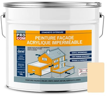 Peinture façade PROCOM crépi, façade à relief, imperméabilisation et protection des façades - Durable jusqu'à 10 ans 10 litres