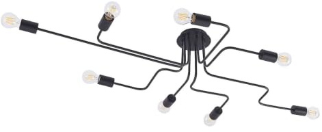 Lindby Deckenlampe Elimar (Retro, Vintage Antik) in Schwarz aus Metall (8 flammig E27) - Deckenleuchte Lampe Wohnzimmerleuchte