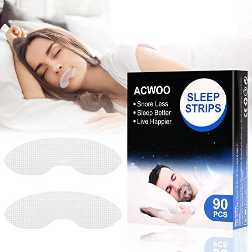 ACWOO muntejp, 90 st anti-snarkning munremsor för män och kvinnor, sömnremsor muntejp Anti-snarkningsenheter för att träna näsandning, förbättrar snarkning, sömnprat, dregling, nattsömn