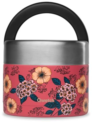 QWETCH Boîte Repas Isotherme Poignée Motifs (Anémones, 850 ml)