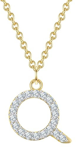 GLANZSTÜCKE MÜNCHEN Damen Kette Buchstabe Q aus 925/- Sterling Silber mit Zirkonia