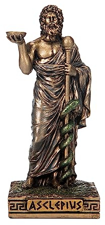 Asclepius griechischer Gott der Medizin, Miniatur-Statue, Kaltguss, Bronze, 8,4 cm