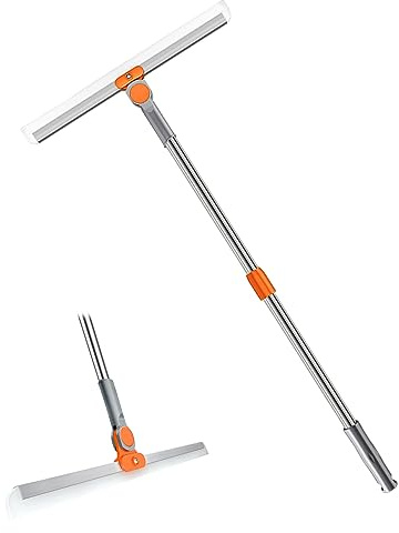 Floor Squeegee with Long Handle, Floor Squeegee Broom, 30/50CM Silicone Scraper Squeegee Broom, 100CM Stainless Steel Handle Floor Broom, Floor Wiper, Window Cleaner, Home Bathroom Cleaning (30CM)