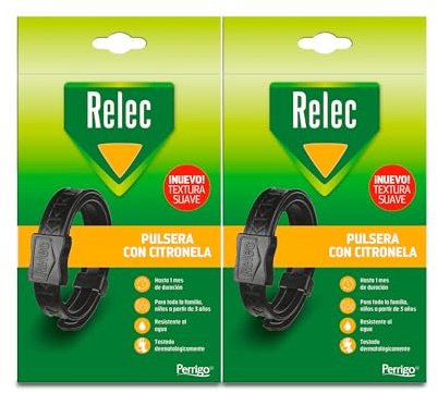 Relec Pulsera Citronela Antimosquitos Negra (+3 años), 2 uds