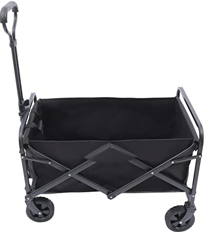 Chariot de jardin pliable avec 4 roulettes, hauteur réglable de la poignée, capacité de charge de 80 kg, pour tous les terrains, camping, plage, shopping
