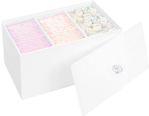 DELIPPLY Tampon-Box für Badezimmer, Tampons und Pads, Aufbewahrungsbehälter, für Frauen, Perioden-Organizer, Behälter, Weiß